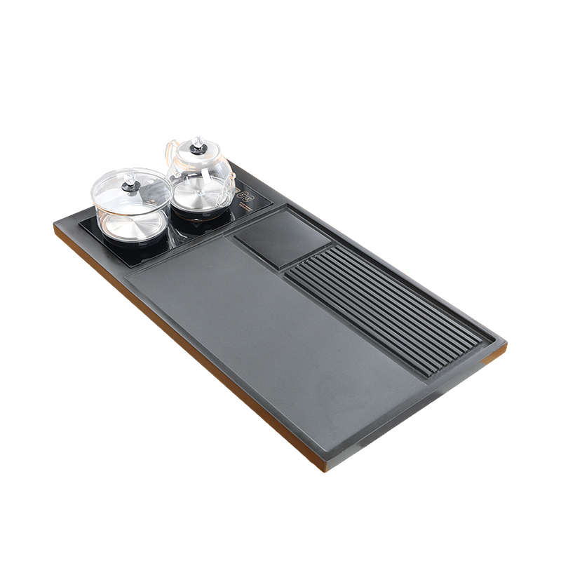 天然乌金石茶盘套装家用一体式石盘石头单盘整块石茶台干湿带条纹