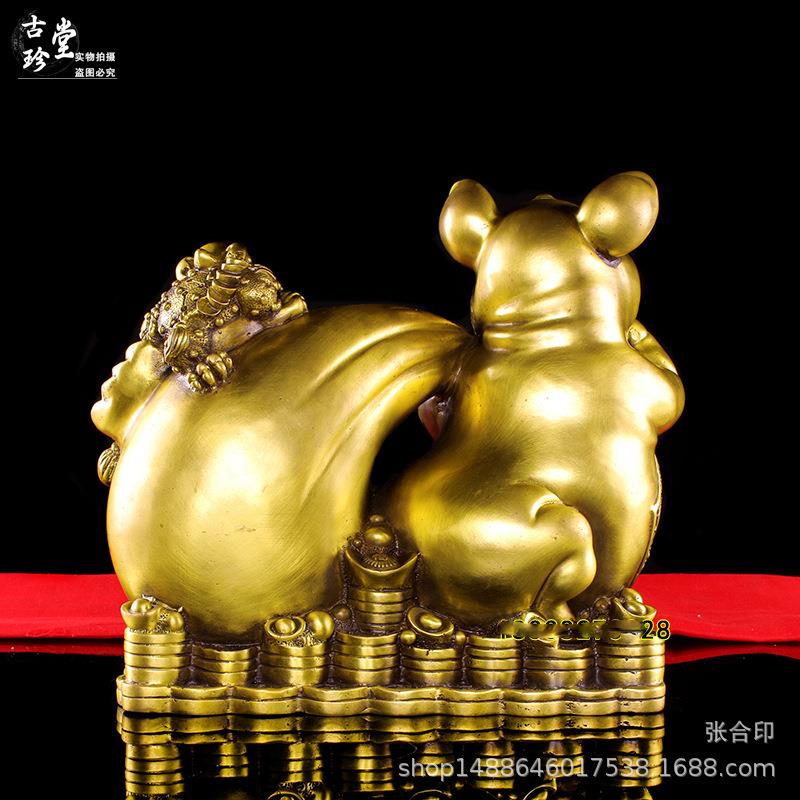 新款直销精工黄铜背布袋金猪摆件 招财金蟾金钱生肖猪 居家金属工