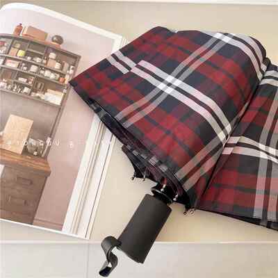 正品PARACHASE覆古风子自动伞折抗风速干格抗三V晴雨伞大伞男U女