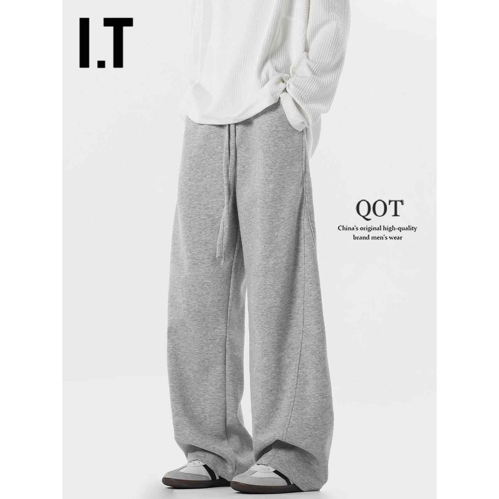 潮牌美式高街弯刀休闲裤子男士夏季薄款垂感运动卫裤直筒阔腿长裤