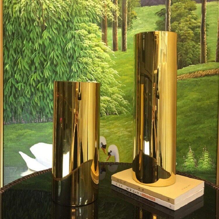 北欧式创意结婚礼物客厅干花金色花瓶插花玻璃圆筒直筒落地装饰品
