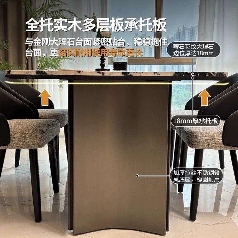 轻奢意式ZCU晶桌餐桌椅现代组餐合简石约家形用小户型长方饭桌