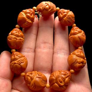弥勒橄榄核手串男士文玩核雕原籽精雕人生百态男款橄榄胡雕刻女款