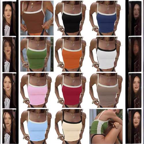Women's Colorblock Crop Tank Top & Shorts Set