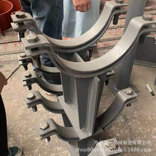 管道管夹可调支架水平焊接型固定导向T型双抱箍管托支座支墩