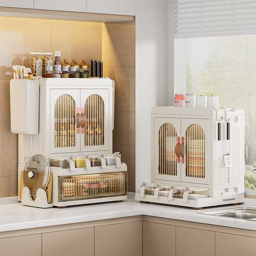 家用油盐酱醋瓶收纳带门刀架筷子筒多功能套装厨房用品调料置物架