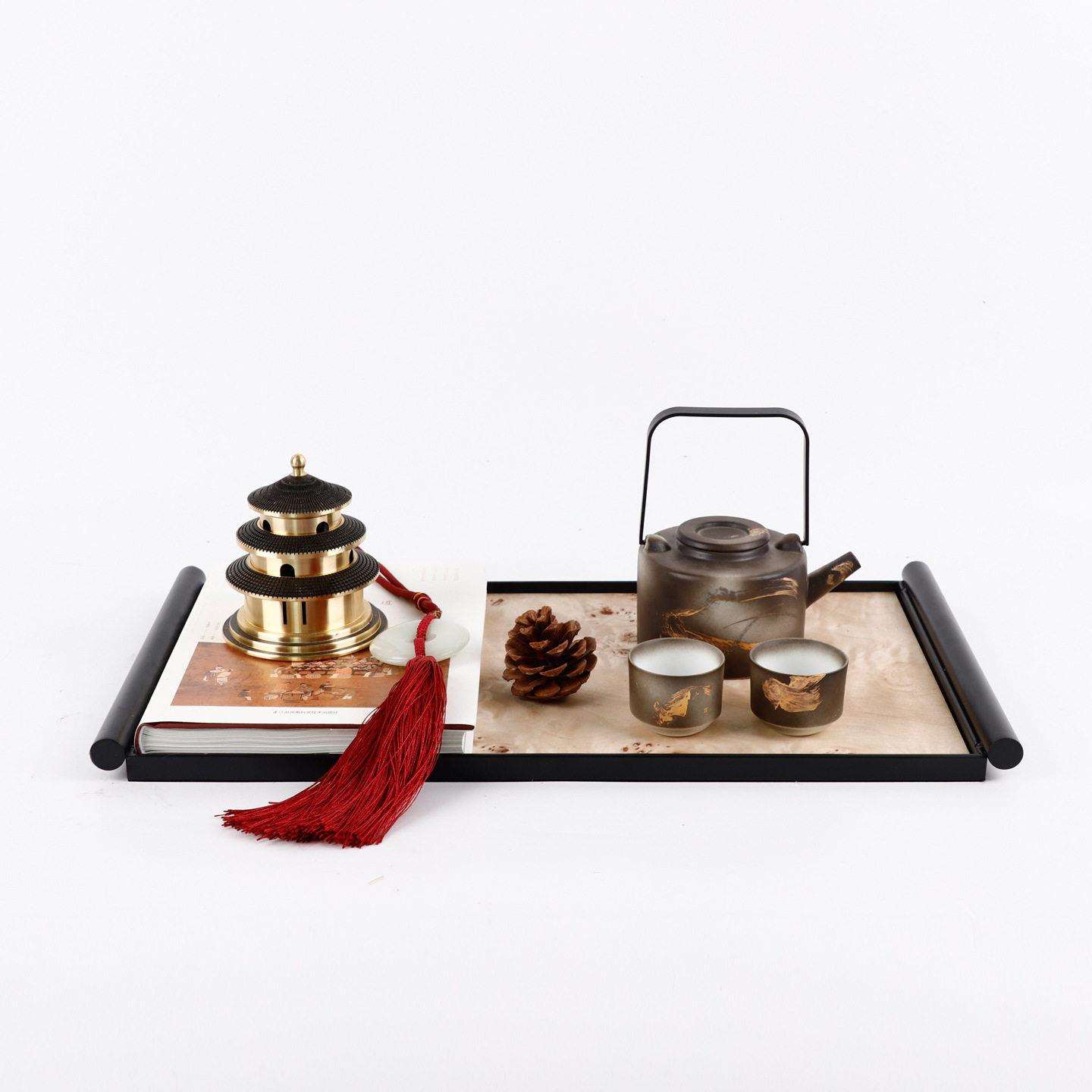 宋美学新中式端酒店玄关装饰品售楼处展示柜陈设桌面展厅摆件