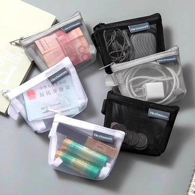 Transparent Mesh Storage Pouch Nylon Portable Lipstick Cosme
