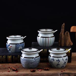 陶瓷猪油罐子盐罐耐高温辣椒油泼辣子红油海椒糖罐中式厨房有盖勺