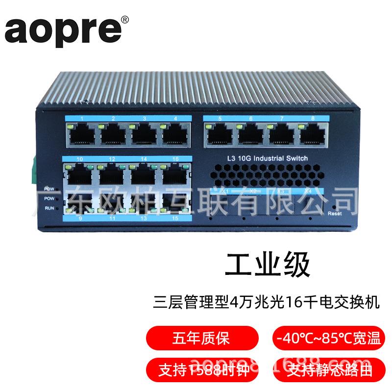 aopre欧柏互联T6416GST4工业级三层4万兆光16千电汇聚核心交换机