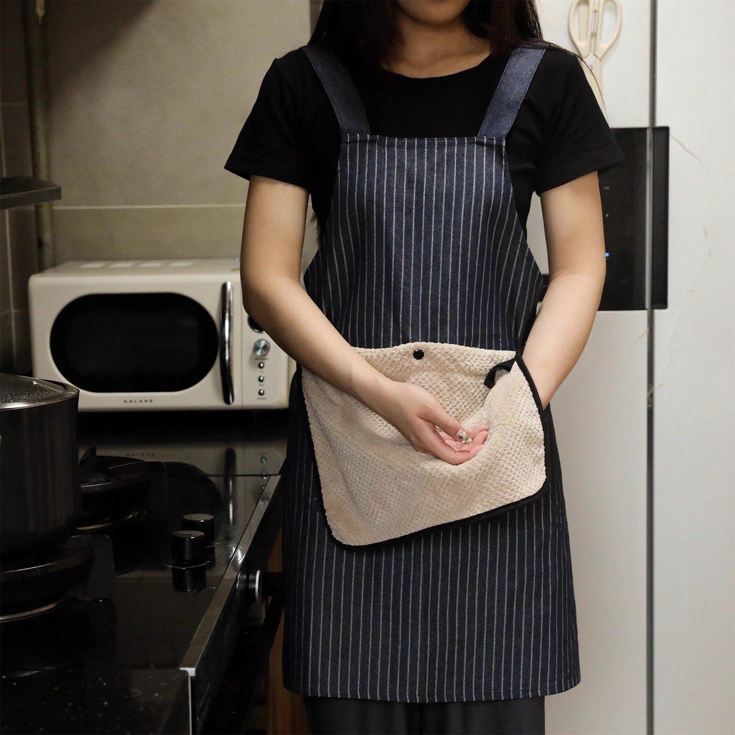 德国高端围裙餐饮专用可擦手厨房家用耐脏防油工作服新款条纹罩衣