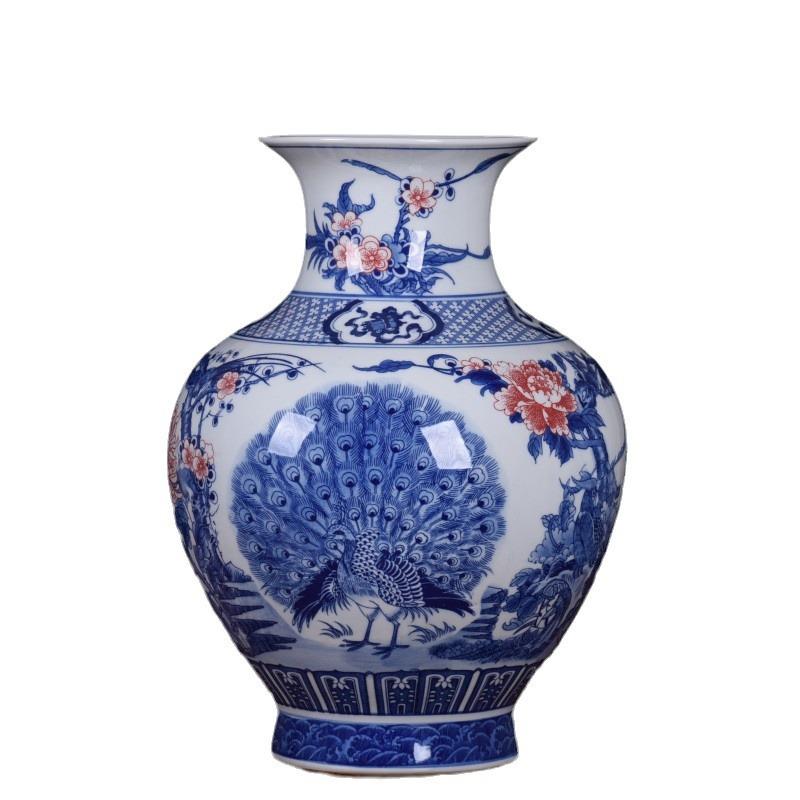 釉下彩青花瓷花瓶摆件山水花鸟赏瓶陶瓷工艺品礼品瓷博古架装饰瓷