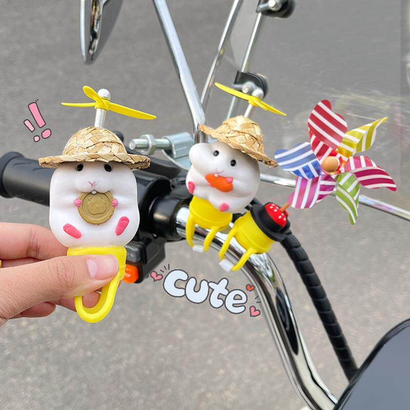 可爱创意旋转风车仓鼠电瓶电动车装饰自行车机车小配件配饰挂件