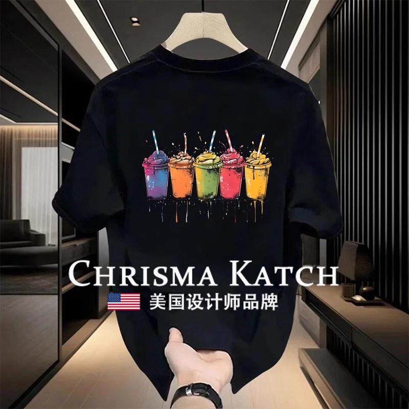 出口美国⭐Chrisma Katch~短袖T恤宽松潮流痞帅高档半袖上衣男装