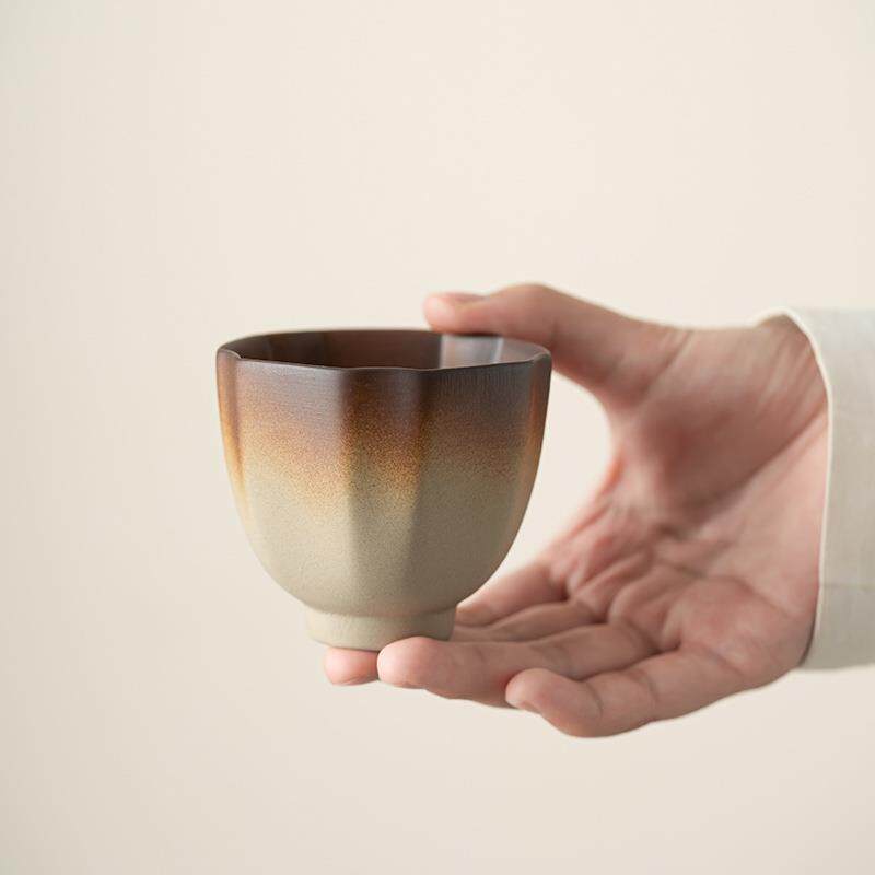 仿柴烧品茗杯功夫茶具复古粗陶主人杯家用喝茶个人杯茶杯茶盏单杯
