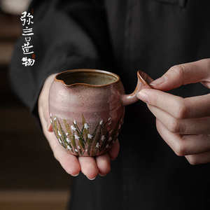 弥言手工日式侧把公道杯纯手绘粗陶分茶器家用小号均杯匀杯公平杯