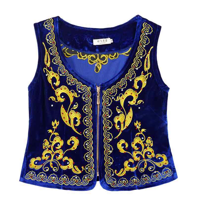 高档新疆舞背演出服韩国绒绣女士心维吾尔族广场舞舞蹈钻短刺烫款