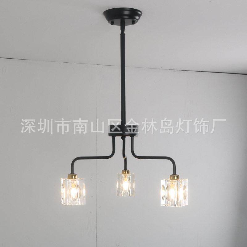 枝形吊灯美式 后现简约轻奢欧式创意铁艺卧室餐厅客厅水晶吊灯