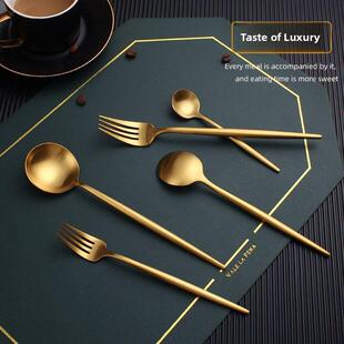 Stainless Steel Golden Gold Forks Set Knives Spoons Cutlery