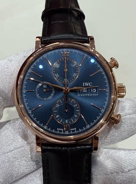 98新IWC万国柏涛菲诺18K玫瑰金自动机械42mm计时双历男表IW391035