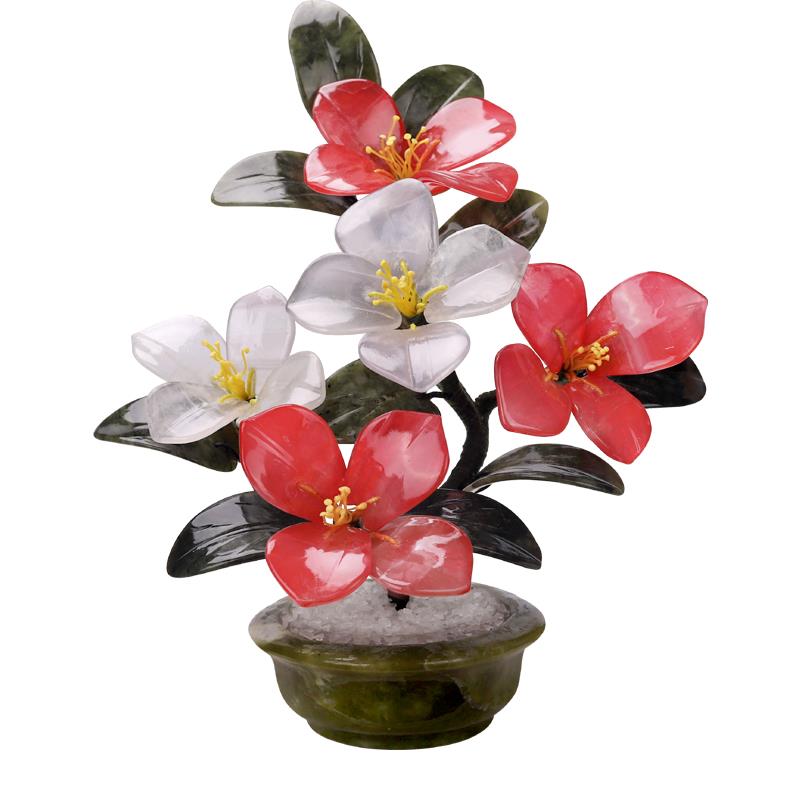 高档礼天然摆玉石花盆创景件客厅茶几电视柜意家居摆设装饰高档工