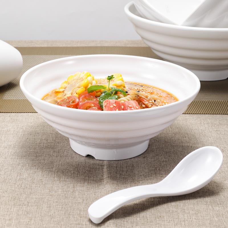 密胺面碗彷瓷白色牛肉面碗面馆专用拉面碗大汤粉碗塑料早餐店商用