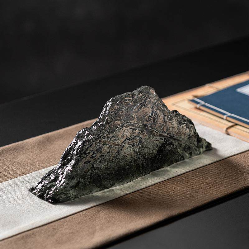 新中式透明石头假山艺术摆件茶室软装饰品办公室工艺品