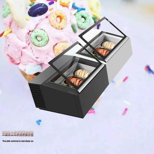 冰淇淋冷藏柜三盘台上式展示柜Three-plate ice cream case冷冻