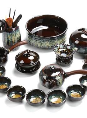 聚晟钧窑建盏窑变天目釉哥窑玲珑陶瓷功夫茶具茶壶茶杯海家用套装