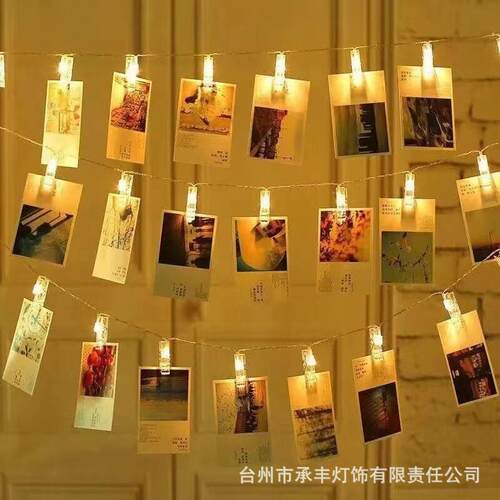厂家直供串led子灯灯照片墙创意装饰灯小彩灯串灯电NJI池夹盒氛围