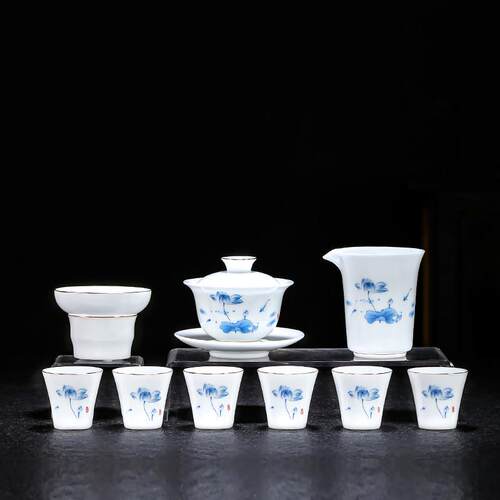 正品新205款冰板2脂玉白瓷茶具家用轻奢茶套杯高碗档礼盒