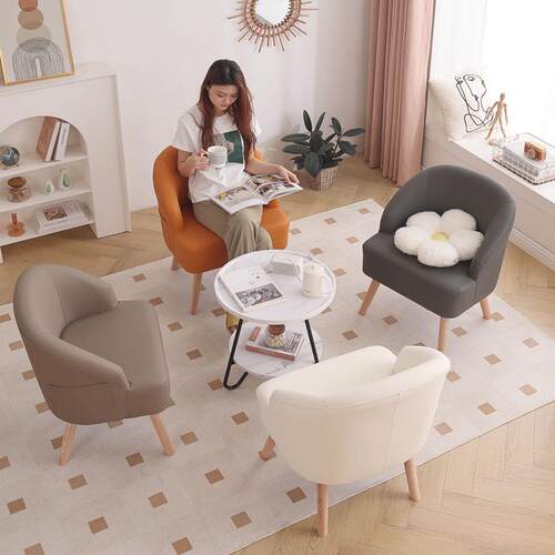 网红单人椅懒人沙发实木阳台休闲靠背椅子卧室小沙发办公室洽谈椅