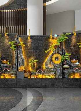 水幕墙假山流水喷泉鱼缸屏风酒店循环球办公室客厅会所落地摆件