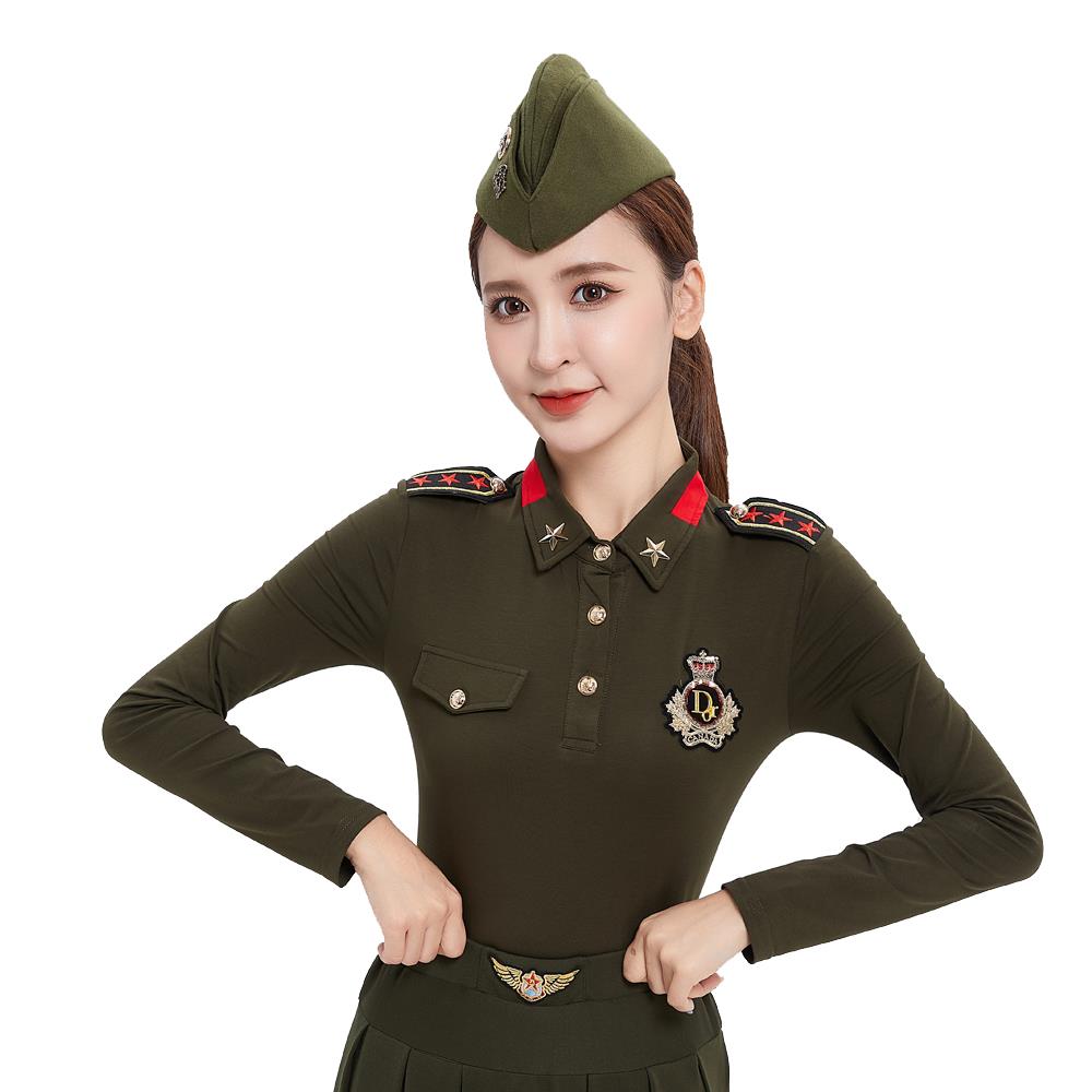 正品小北军范水手舞蹈服新套恤装女式翻领短装袖t团队表演服装