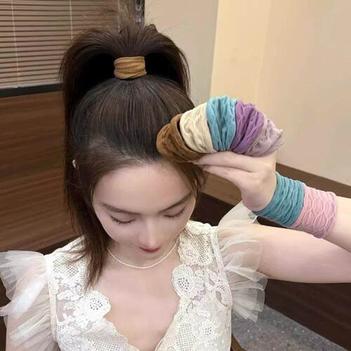 提花面膜肌发圈新款头绳加宽扎头橡皮筋耐用高马尾发绳发饰女