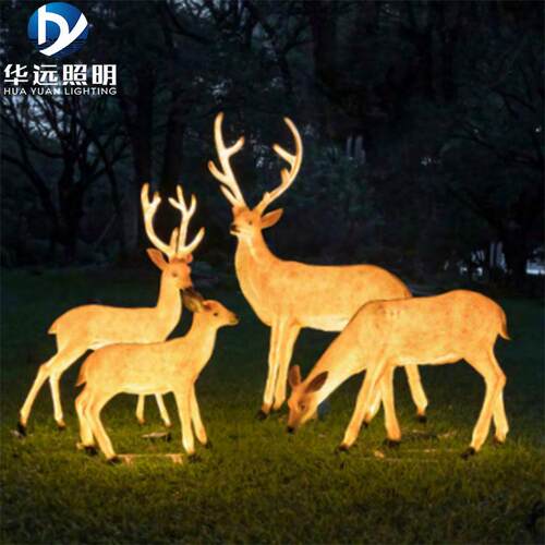 LED户外动物灯仿真发光梅花鹿园林景观灯亮化工程草坪灯创意灯