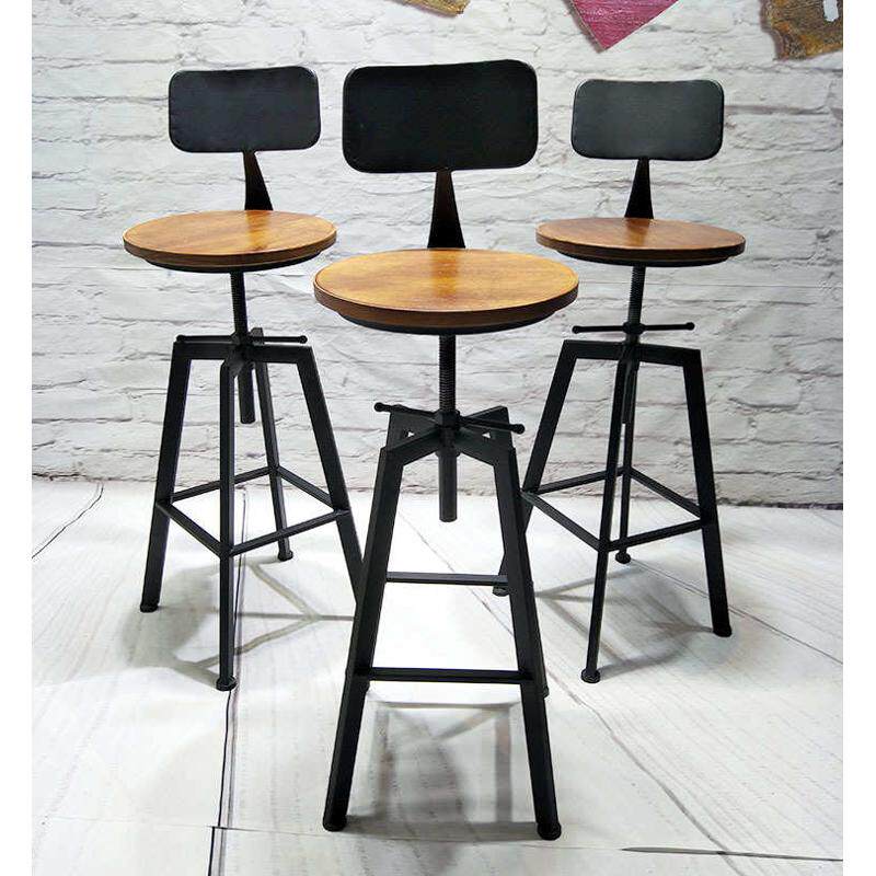 铁艺高脚桌椅吧台椅升降椅家用旋转皮凳欧式loft奶茶店圆桌圆凳子