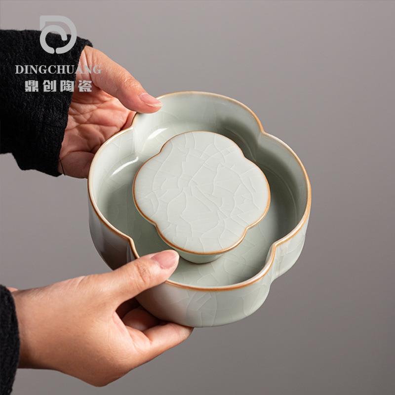 冬青汝窑壶承干泡台 养壶托陶瓷壶垫新中式茶承茶具配件分体式