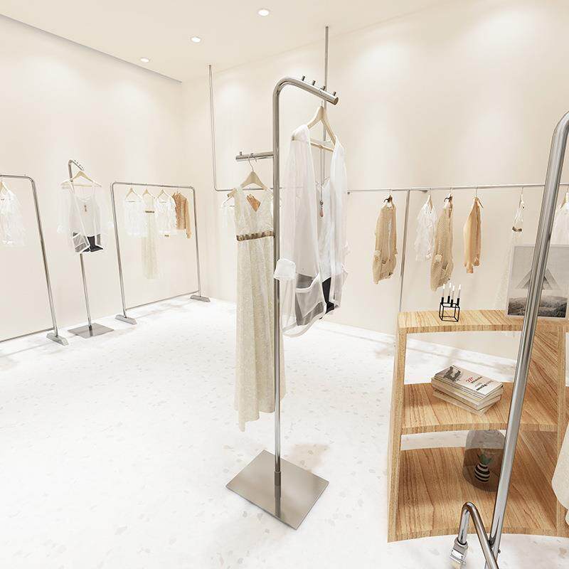 服装店展示衣架不锈钢挂衣架女装店陈列货架落地式展示架正挂架