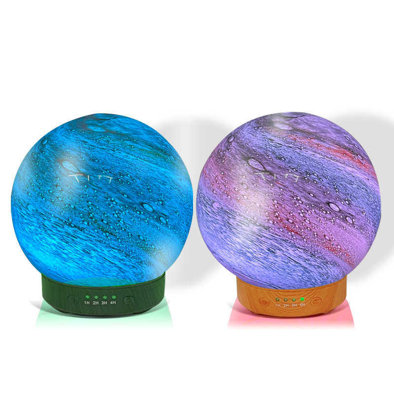 130ml玻璃香薰机3D香薰灯加湿器家用空气冷雾七彩夜灯加湿器