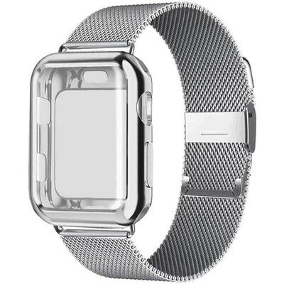 Milanese Loop band with case适用Apple Watch987/6/se/5/4/3/2