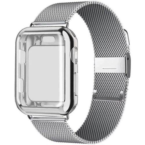Milanese Loop band with case适用Apple Watch987/6/se/5/4/3/2