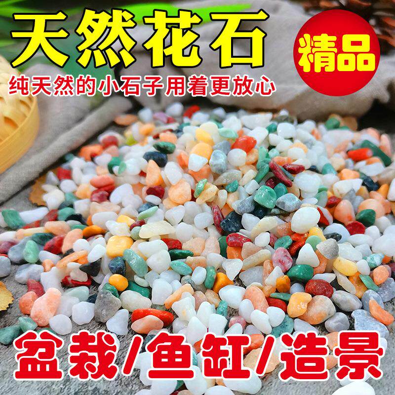 天然五彩石子雨花石鱼缸造景彩虹石头水洗石水磨石枯山水石砾彩石