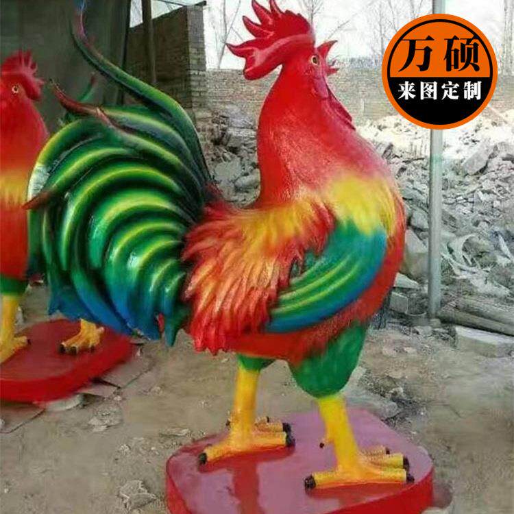玻璃钢动物家禽雕塑战斗大公鸡农场庄园农家院雕塑装饰摆件