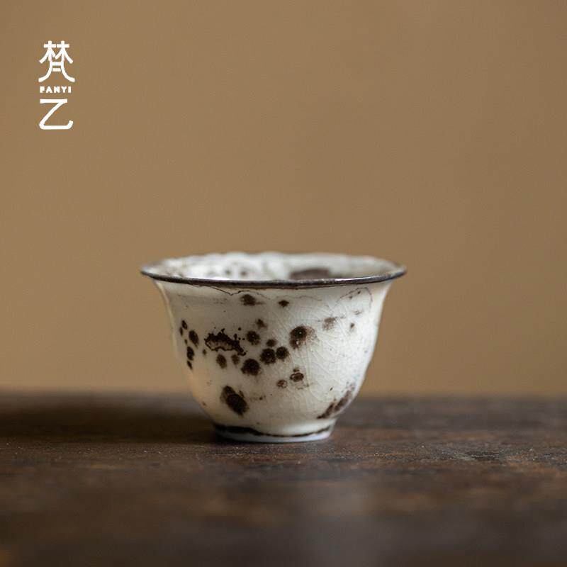 梵乙志野水墨宽口杯柴烧家用陶瓷品茗杯窑变主人杯功夫茶具茶杯