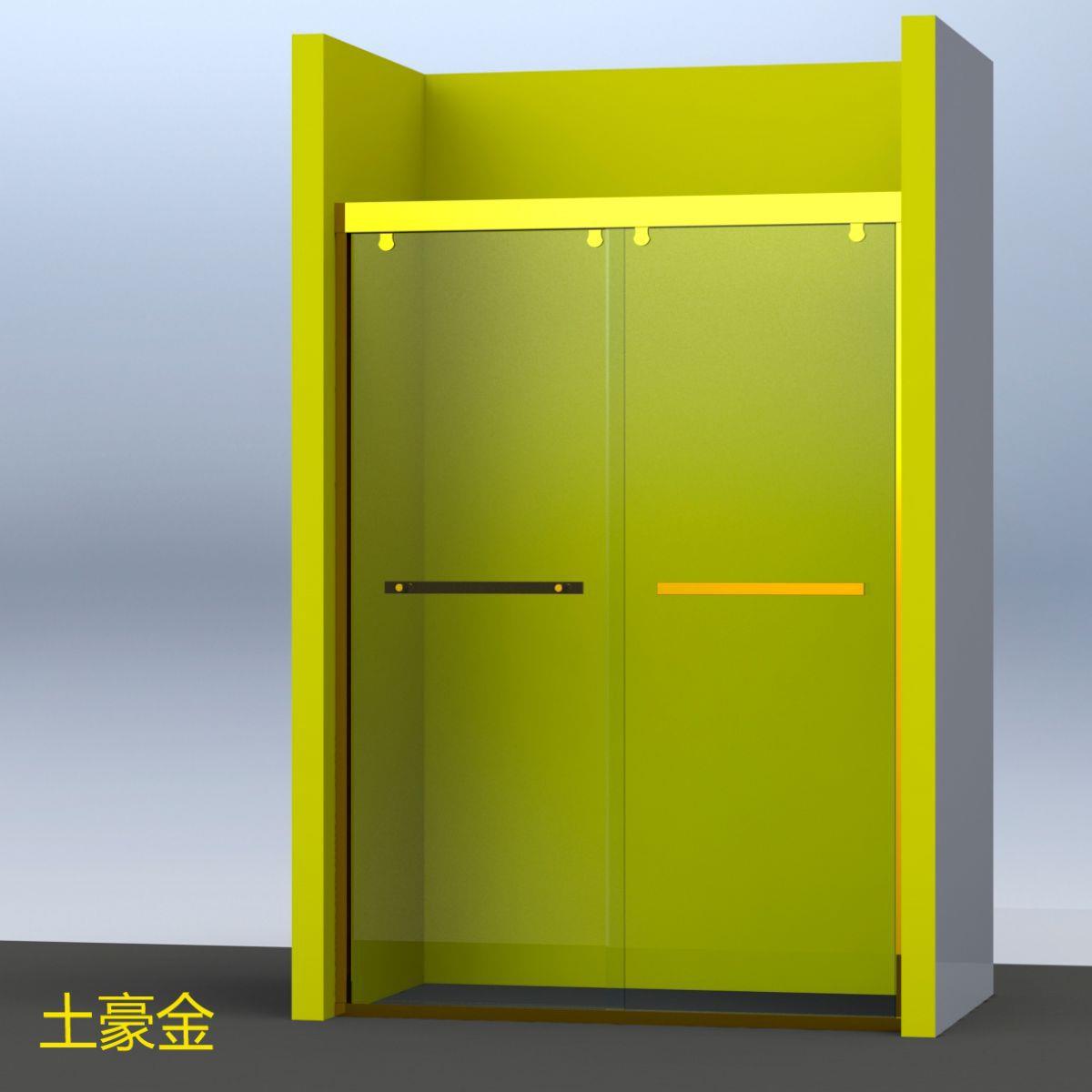 简约不锈钢淋浴房沐浴室卫生间洗澡玻璃隔断推拉一字型形简易移门