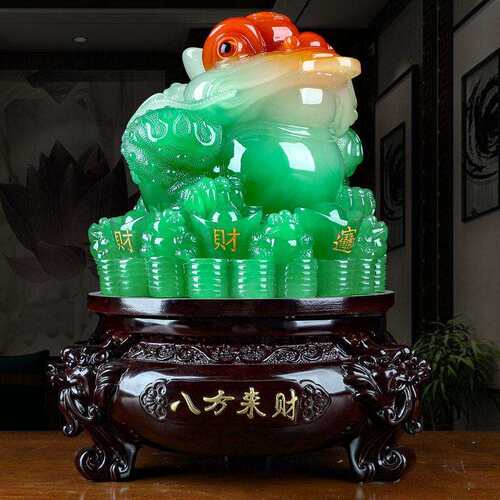 新中式八方来财仿玉金蟾摆件公室书柜客厅酒柜家居装饰品摆件