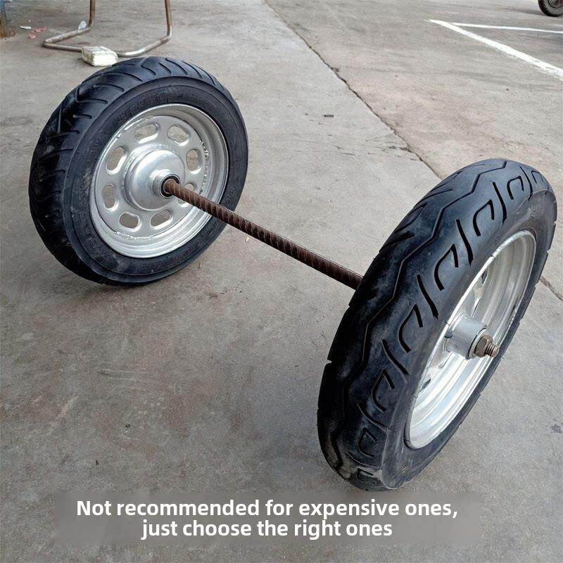 电动车改装摆摊拉货车老虎车小推车充气轮子带轴杆农用手推车轮子