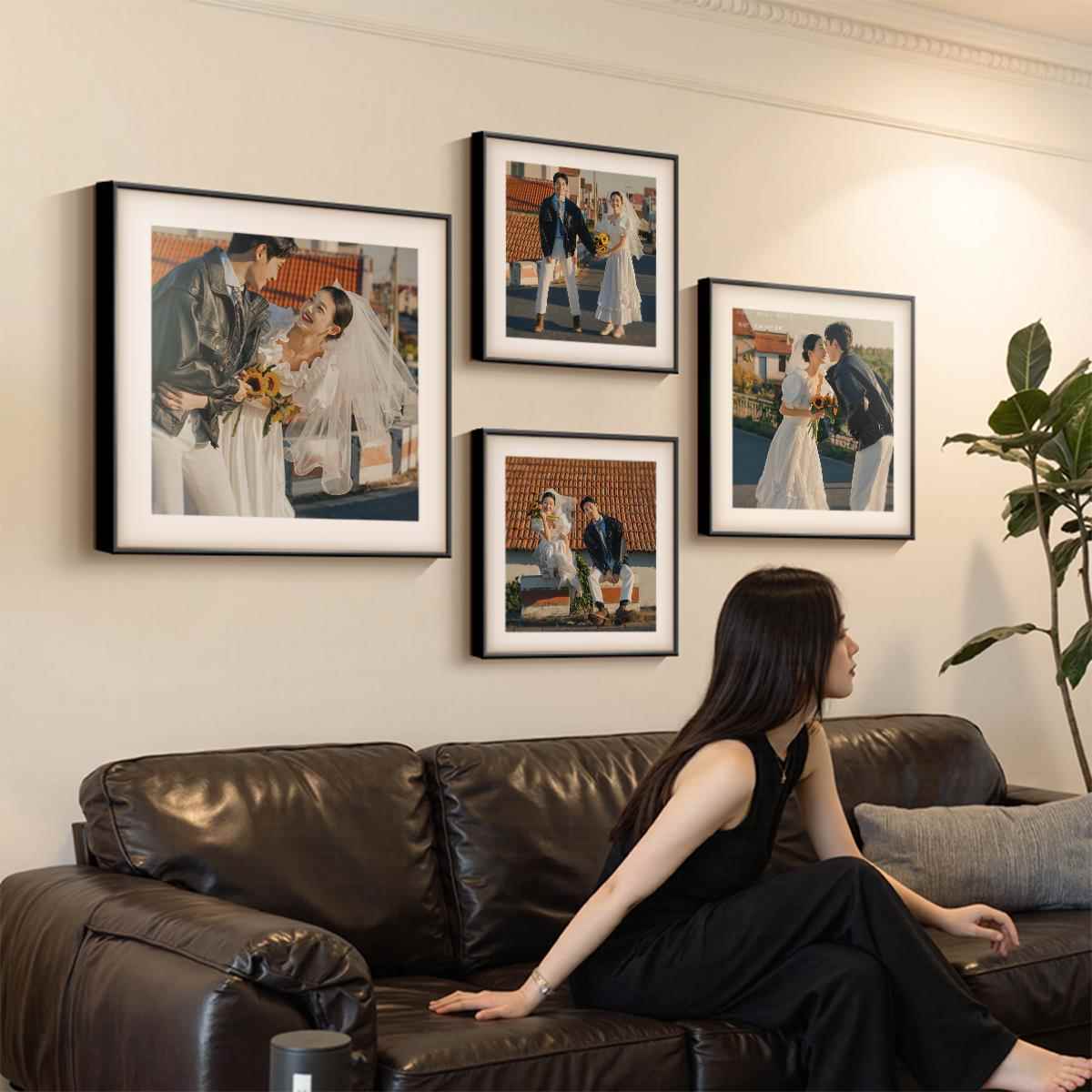 照片墙组合高级感客厅定制婚纱照放大相框挂墙全家福打印床头结婚