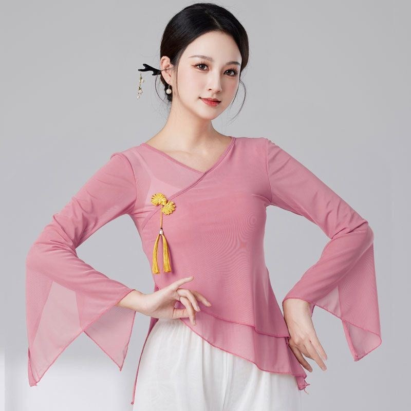 古典舞身韵练功服女春夏纱衣民族舞上衣艺考仙气飘逸舞蹈服装